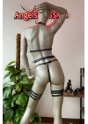 Siyah Deri Bdsm Fantazi Jartiyer Takım - Brf530