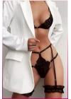 Siyah Göğüs Dantelli Seksi Jartiyer Takım
