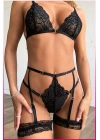 Siyah Göğüs Dantelli Seksi Jartiyer Takım