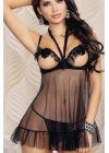 Siyah Göğüsü Açık Fantezi  Babydoll