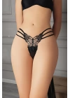 Siyah Kelebek Desen Tanga String