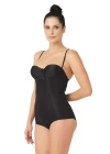 Siyah Mı Emay 2723 Lazer Kesim Göğsü Açık Slip Korse