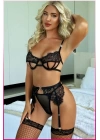 Siyah Midye Seksi Jartiyer Takım