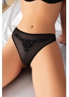 Siyah Nakış Desenli Taşlı Fantezi Tanga String
