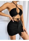 Siyah Şık Fantezi Clup Elbisesi