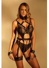 Siyah Zincir Aksesuarlı Fantezi Vücut Harness