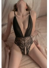 Siyah dantelli Özel Bölgesi Açık Fantazi Body 15040