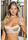 Straplez, Askıları Dantel Detaylı Sütyen, String Ve Bacak Bandı Takım Cappucino (brf31162)