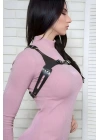T-shirt Bluz Elbise Üzeri Yaka Crop Kemer Deri Harness - Brf1271