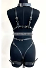 Tasma Ve Zincir Detaylı Şık Deri Harness, Deri Fantezi Giyim- Brf1225