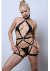Vegan Deri Harness, Full Body Deri Harness, Erotik Deri İç Giyim - Brf1331