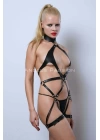 Vegan Deri Harness, Full Body Deri Harness, Erotik Deri İç Giyim - Brf1331
