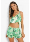 Yeşil Fırfırlı Şortlu Pijama Takımı