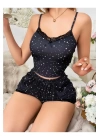 Yıldız Desenli Askılı Şortlu Pijama Takımı