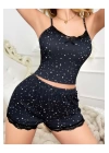 Yıldız Desenli Askılı Şortlu Pijama Takımı
