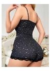 Yıldız Desenli Askılı Şortlu Pijama Takımı