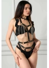 Zincirli Deri Göğüs Ve Külot Harness Takım - Brf848