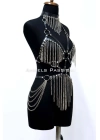 Zincirli Deri Harness, Deri Dansçı Kostüm, Choker Detaylı Deri Harness - Brf1397