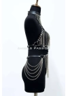 Zincirli Deri Harness, Deri Dansçı Kostüm, Choker Detaylı Deri Harness - Brf1397