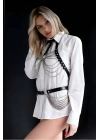 Zincirli Göğüs Ve Bel Detaylı Boyun Ve Arkadan Bağlamalı Harness - Brf701