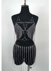 Zincirli Harness Takım, Deri Zincirli Etek Takım - Brf496