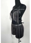 Zincirli Harness Takım, Deri Zincirli Etek Takım - Brf496