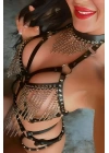 Zincirli Şık Deri Fantezi Giyim, Deri Zincirli Harness - Brf1080