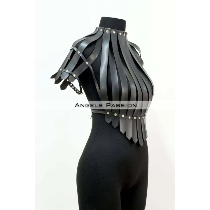 Crop Büstiyer Harness, Deri Göğüs Harness, Gömlek Üzeri Harness - Brf1257