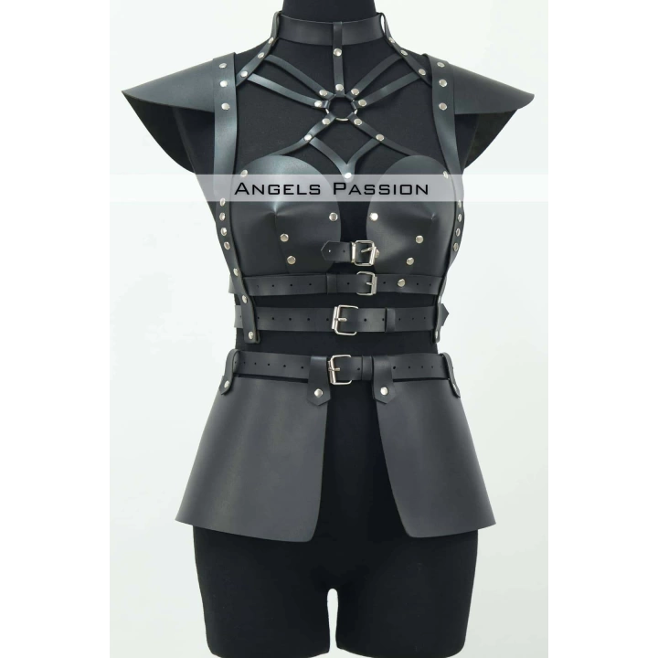Deri Elbise Harness, Deri Etek Ve Göğüs Elbise - Brf1371