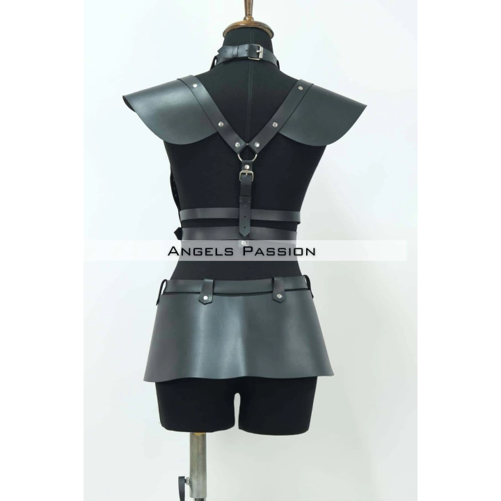 Deri Elbise Harness, Deri Etek Ve Göğüs Elbise - Brf1371