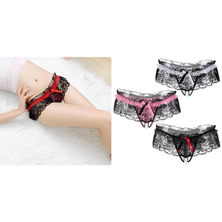 Kadın Kırmızı Fiyonklu Seksi Külot