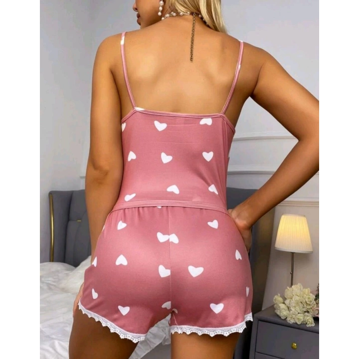 Kadın Pembe Askılı Şortlu Pijama Takım 6653