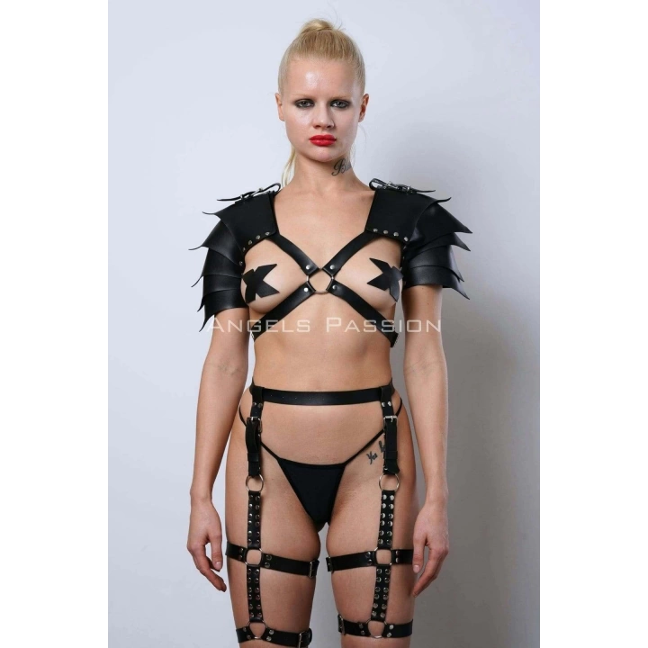 Kadın Viking Savaşçı Kostüm, Deri Savaşçı Kadın Harness Takım - Brf1345