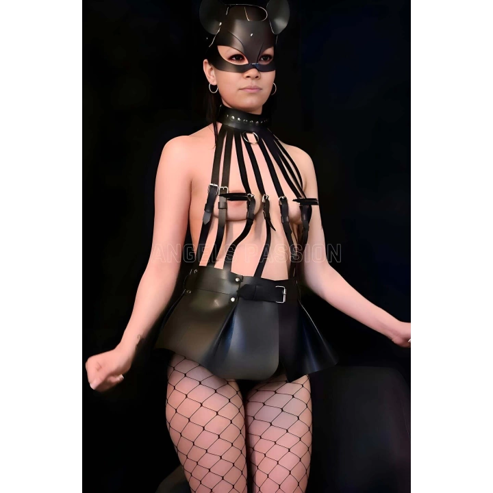 Mini Etekli Body Harness Ve Kedi Maske Takım - Brf1313