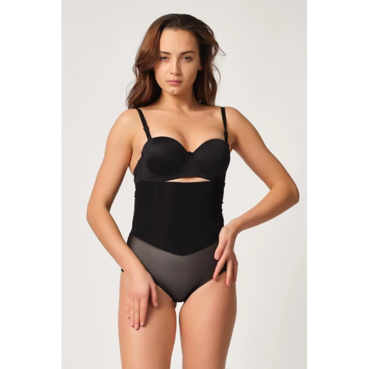 Siyah Mı Emay 2945 Tül Karyokalı Slip Lazer Korse
