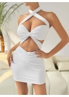 Beyaz Şık Party Fantazi Clup Eğlence Elbisesi