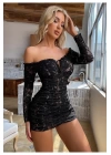 Büzgülü Bağlama Detaylı Vücuda Oturan Seksi Gösteren Dantel Mini Elbise