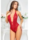 Kırmızı Çift Çapraz İpli Bodysuit - 891