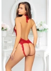 Kırmızı Çift Çapraz İpli Bodysuit - 891