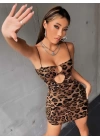 Leopar Desenli Fantezi Clup Elbisesi