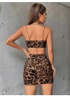 Leopar Desenli Fantezi Clup Elbisesi