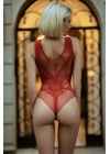 Özel Tasarım Kırmızı Taşlı Fantezi Body Vücut Çorabı