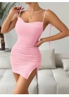 Pembe Fantezi Clup Elbisesi