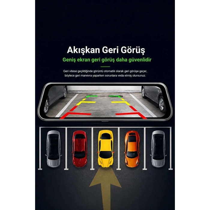 2K Ekran Tam Dokunmatik 9.66” Dikiz Ayna Araç Içi Kamera (1080P ARKA)