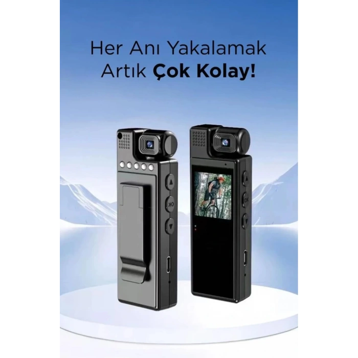 4k 180 Derece Vücut Kamerası Wifi Gece Görüşlü Aksiyon Kamerası