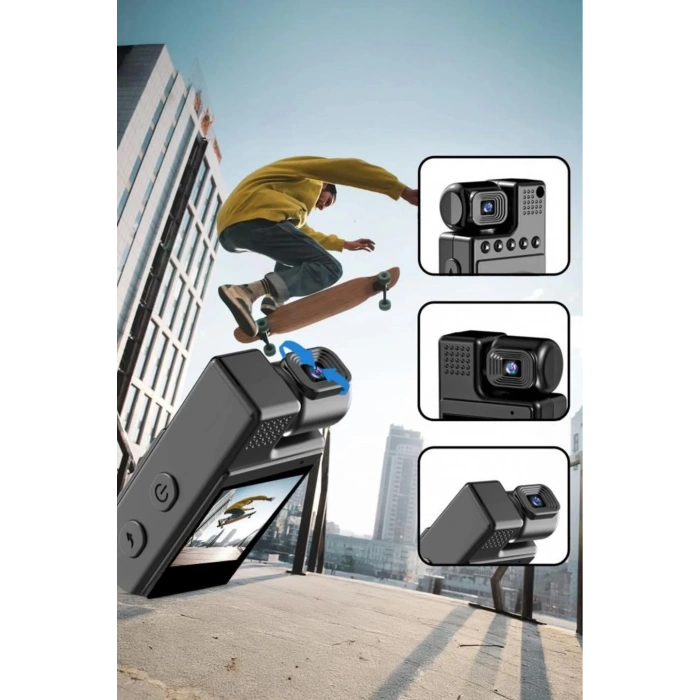 4k 180 Derece Vücut Kamerası Wifi Gece Görüşlü Aksiyon Kamerası