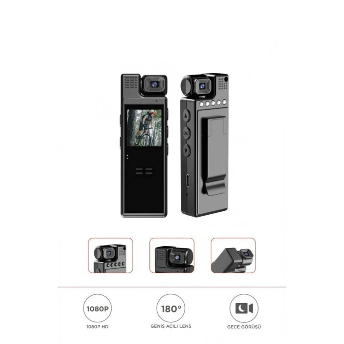 4k 180 Derece Vücut Kamerası Wifi Gece Görüşlü Aksiyon Kamerası