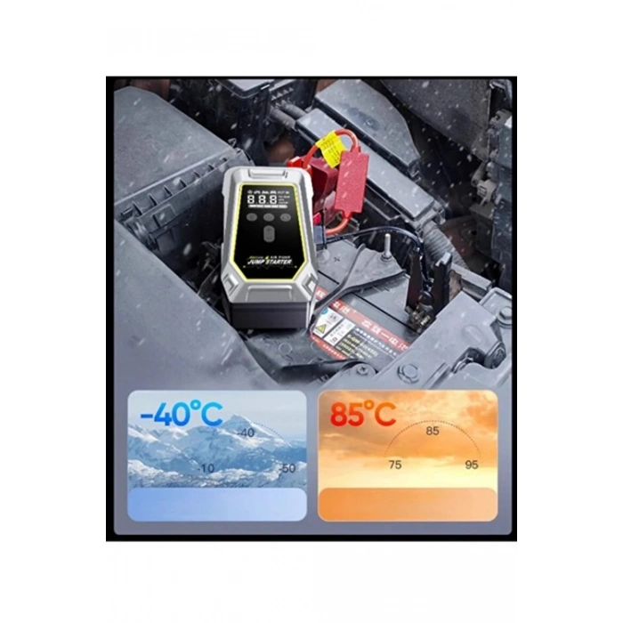 Tank Model Şarjlı 12.000 mAh Taşınabilir Çanta Araç Akü Takviye Cihazı Işıklı Hava Kompresörü