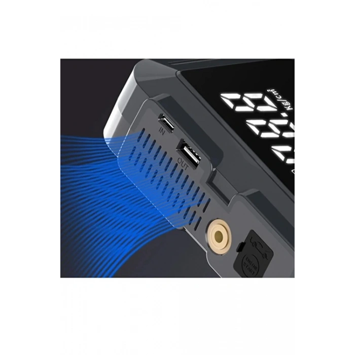 VTN-605 Şarjlı 12.000 mAh Taşınabilir Çantalı Araç Akü Şarj Takviyeli Işıklı Hava Kompresörü