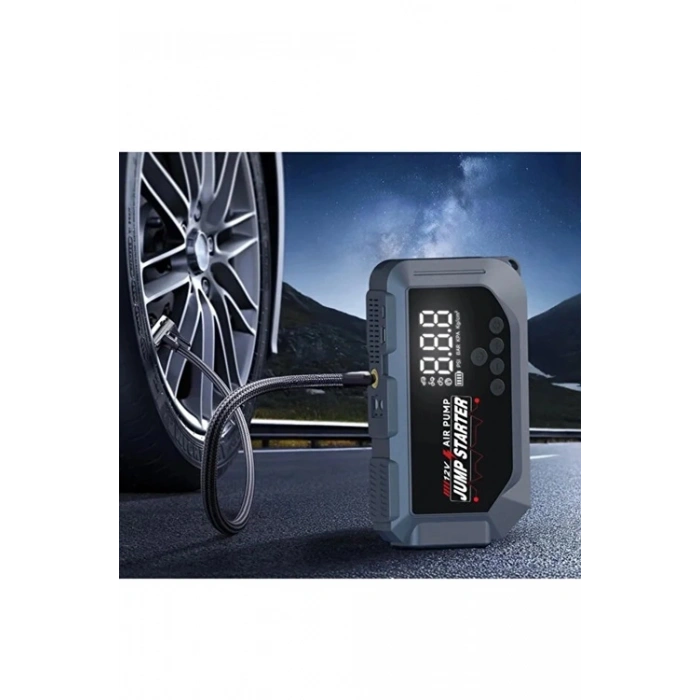 VTN-605 Şarjlı 12.000 mAh Taşınabilir Çantalı Araç Akü Şarj Takviyeli Işıklı Hava Kompresörü